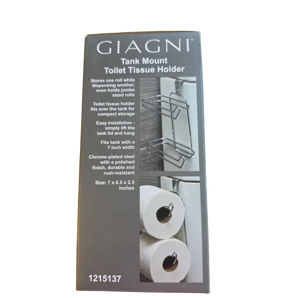 Giagni Tank Mount Toilet Tissue Holder Polished‎ Chrome Finish 1215137 NEW